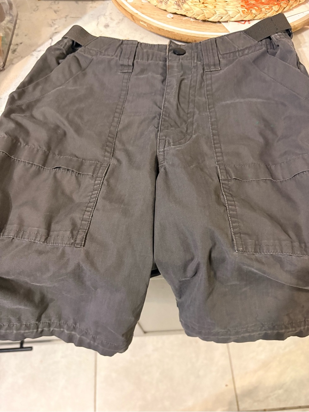Casual Boys' Gray Cargo Shorts with Adjustable Waist